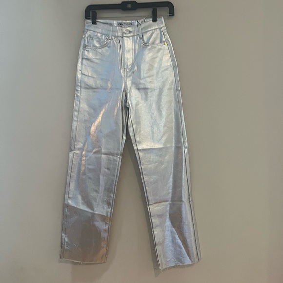 Zara woman’s Silver Wide Leg Pants - Picture 6 of 13